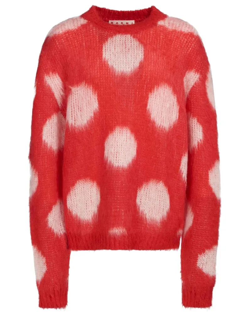 Marni Intarsien-Pullover mit Polka Dots - Rot Rot