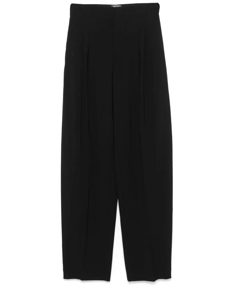 Thierry Mugler Wide-Leg-Hose mit Bundfalten - Schwarz Schwarz