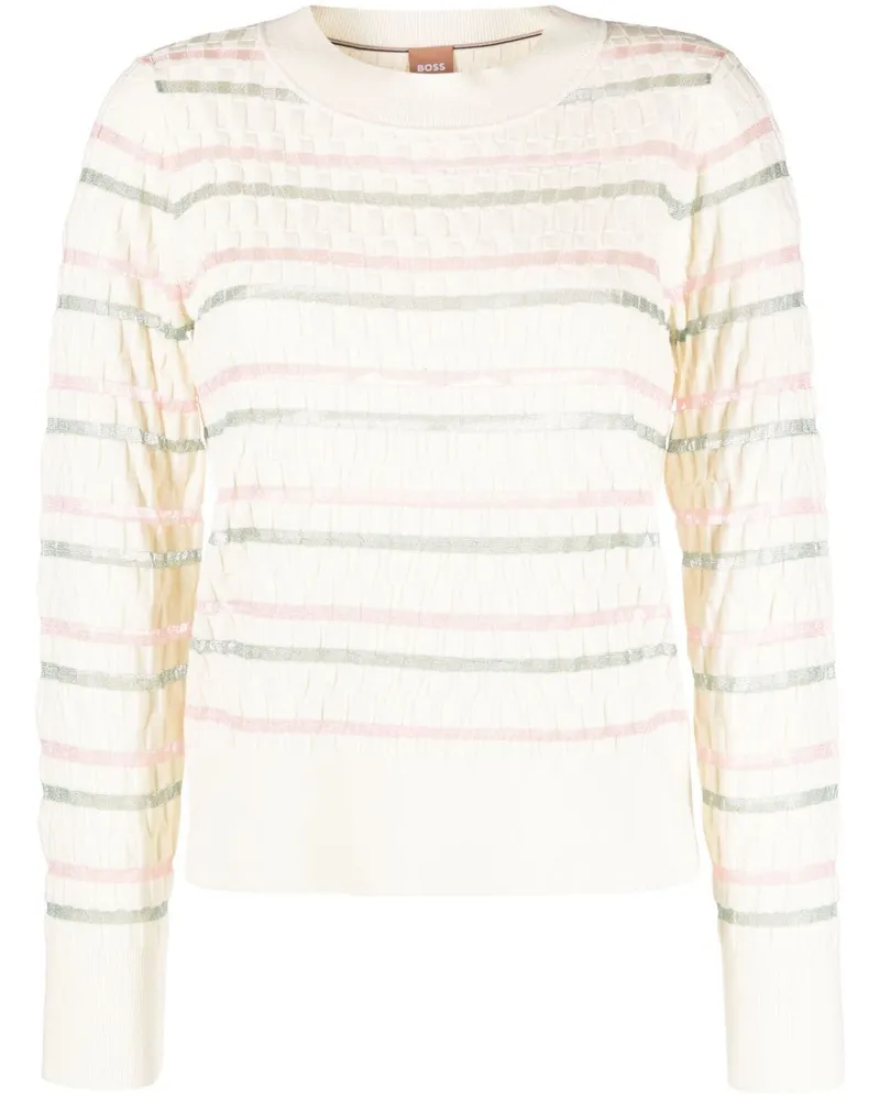 HUGO BOSS Gestreifter Pullover - Weiß Weiß