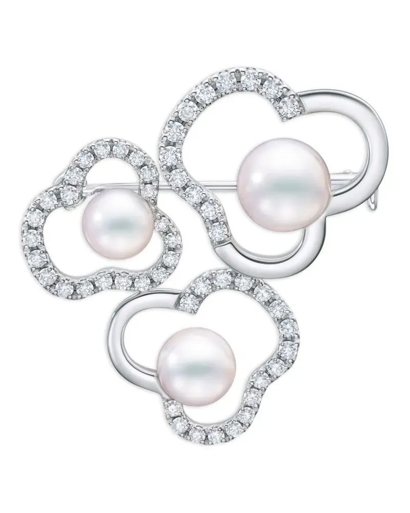 TASAKI Chants Brosche mit Akoya-Perle und Diamanten - Silber Silber