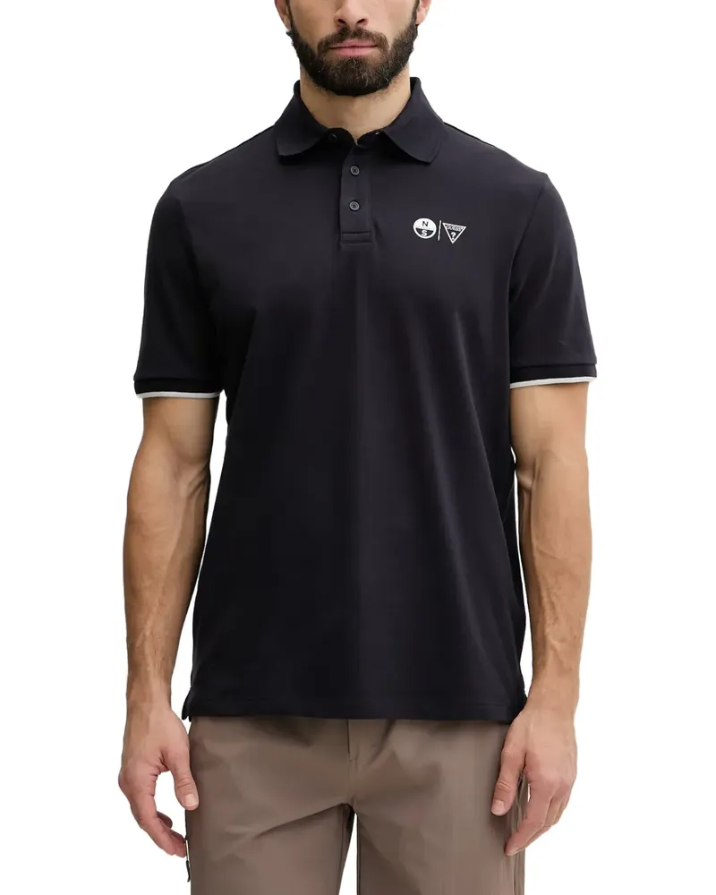 Guess x North Sails logo-print tipped polo shirt - Blau Blau