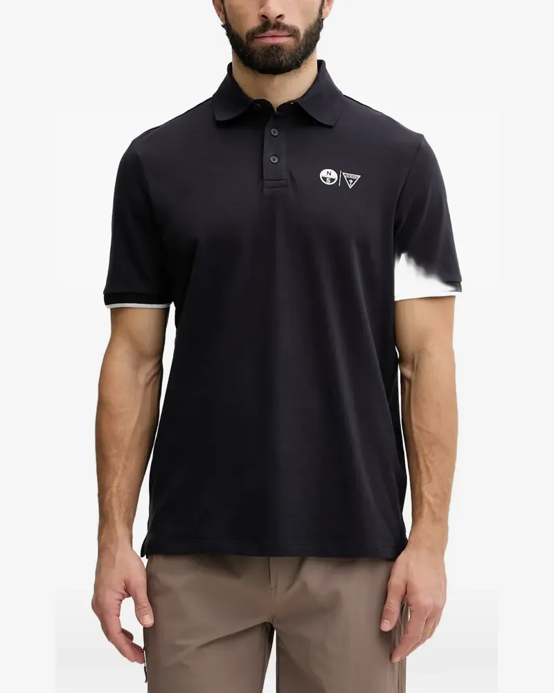 Guess x North Sails logo-print tipped polo shirt - Blau Blau