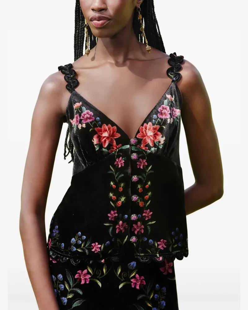 FARM Rio Top mit Blumenmuster - Schwarz Schwarz
