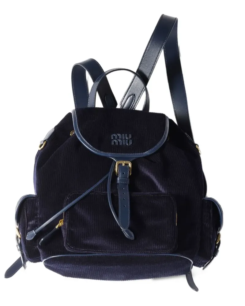 Miu Miu Großer Rucksack aus Cord - Blau Blau
