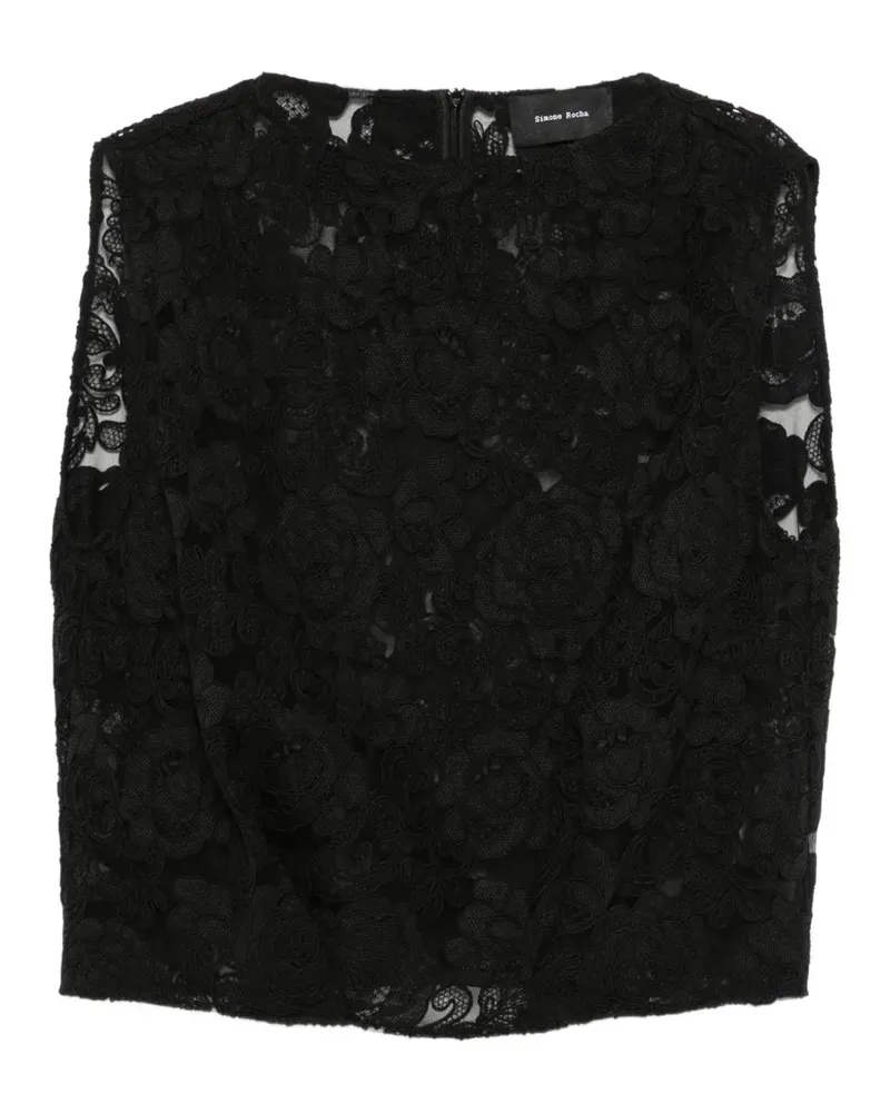 Simone Rocha Top mit schwerer Spitze - Schwarz Schwarz
