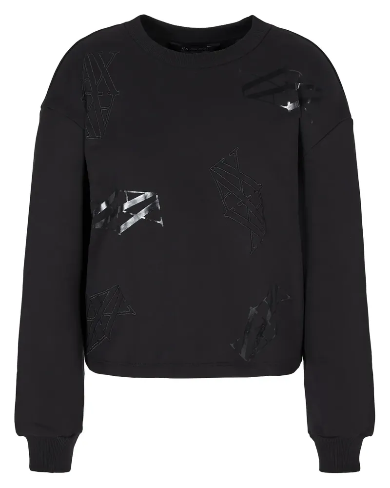 Armani Exchange Sweatshirt mit Monogramm-Logo - Schwarz Schwarz