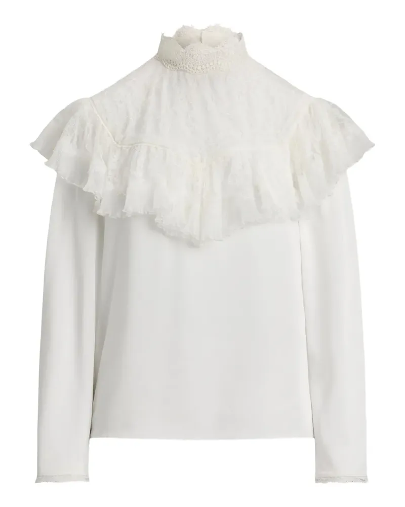 Ralph Lauren lace-insert ruffled blouse - Weiß Weiß