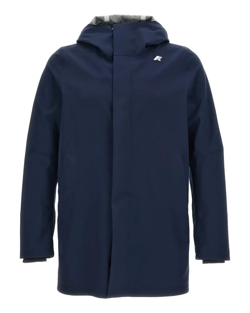 K-Way hooded logo-patch coat - Blau Blau