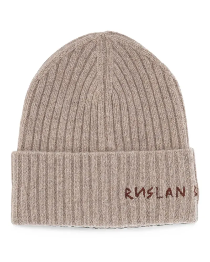 RUSLAN BAGINSKIY Gerippte Beanie mit Logo-Stickerei - Braun Braun