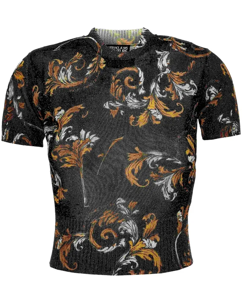 Versace Jeans T-Shirt mit Barocco-Print - Schwarz Schwarz
