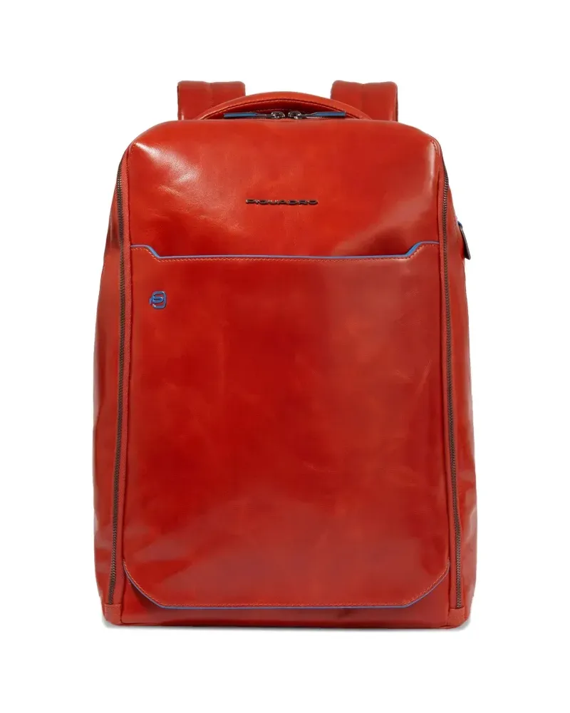 Piquadro Laptop-Rucksack aus Leder - Rot Rot