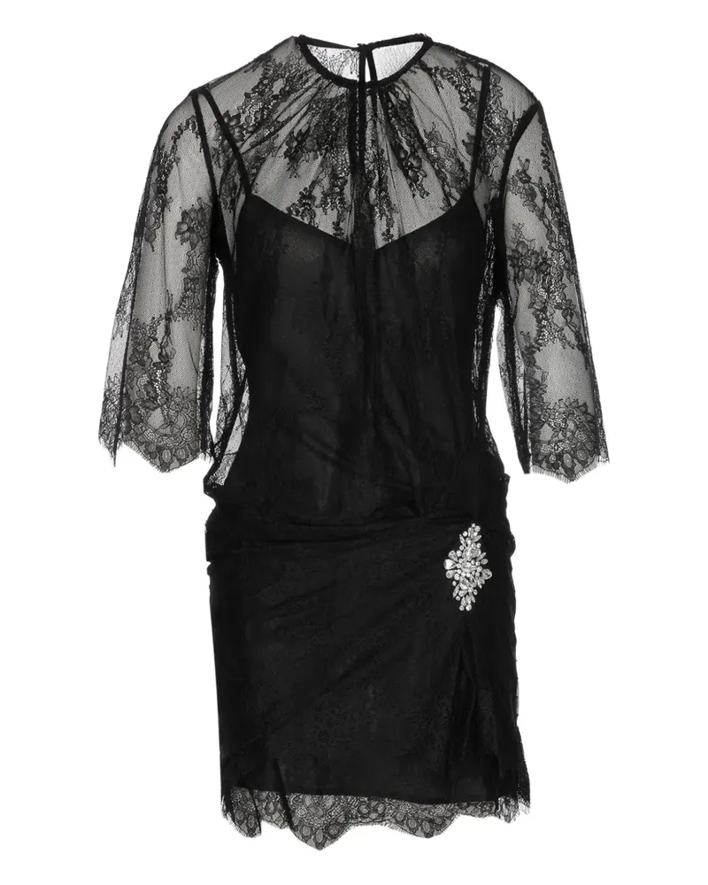 Liu Jo Chantilly Minikleid aus Kristallspitze - Schwarz Schwarz