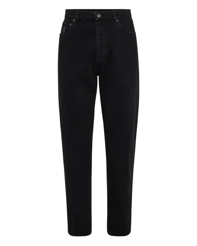 Brunello Cucinelli Jeans mit Logo-Patch - Schwarz Schwarz