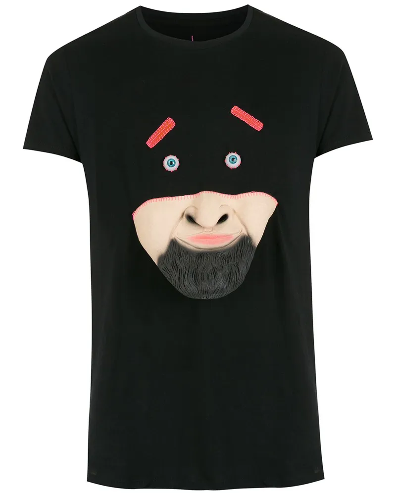 Amir Slama T-Shirt mit grafischem Print - Schwarz Schwarz