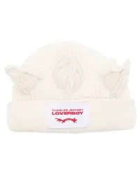 Charles Jeffrey Loverboy Grob gestrickte Crown Beanie Weiß