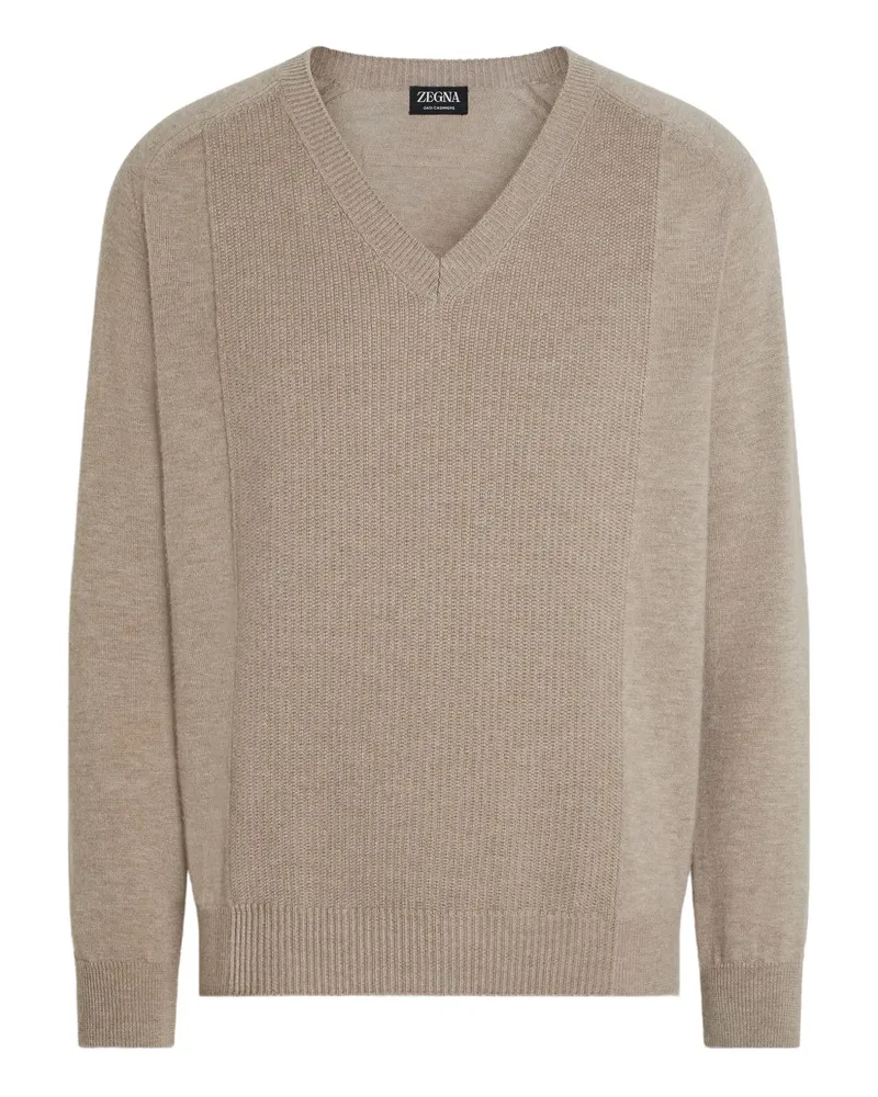 Ermenegildo Zegna Gerippter Oasi Kaschmirpullover mit V-Ausschnitt - N92 N92