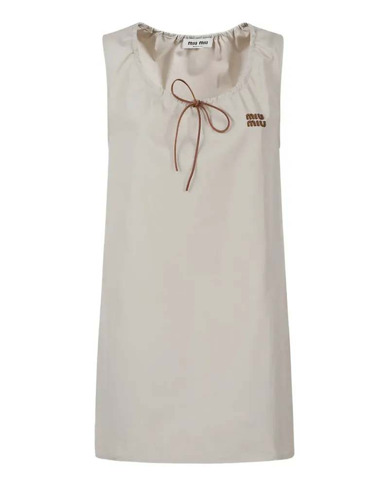 Miu Miu logo-detail mini dress - Nude Nude