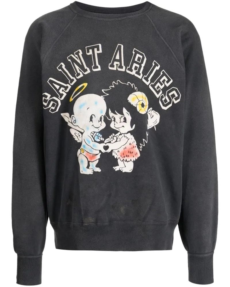 SAINT MXXXXXX logo-print cotton sweatshirt Grau