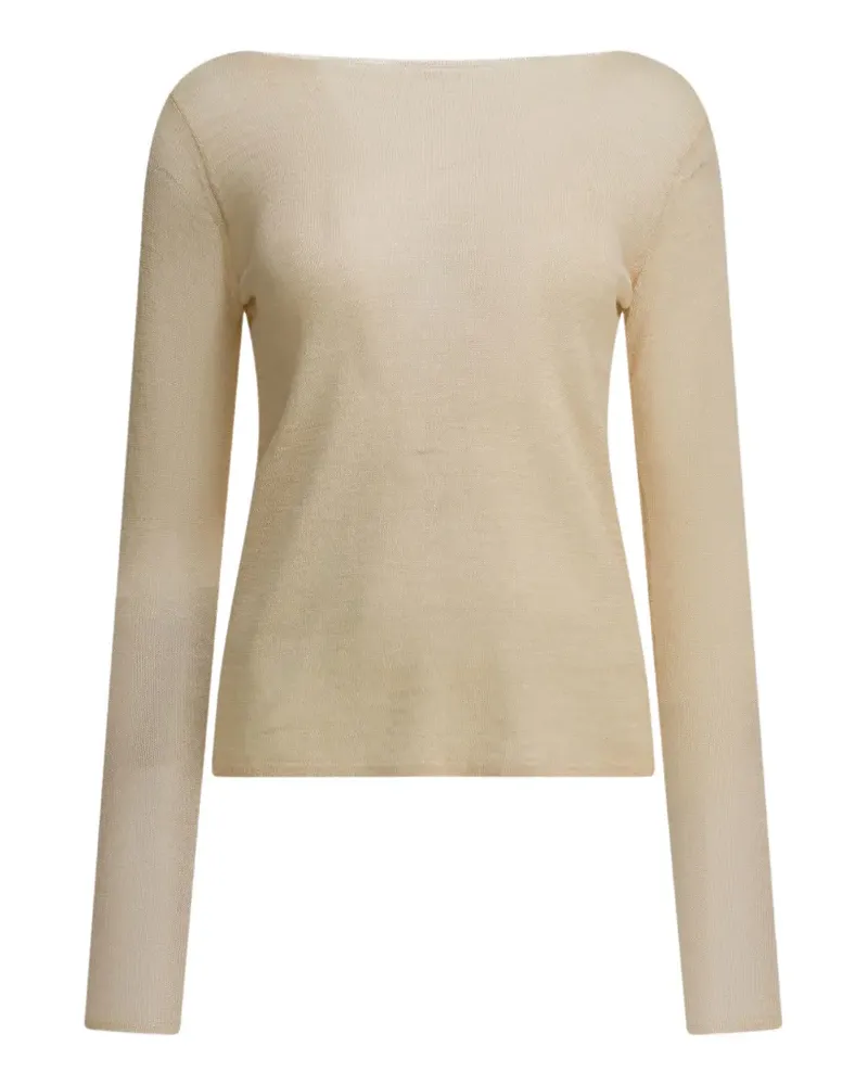 AURALEE fine-knit boat-neck sweater - Nude Nude