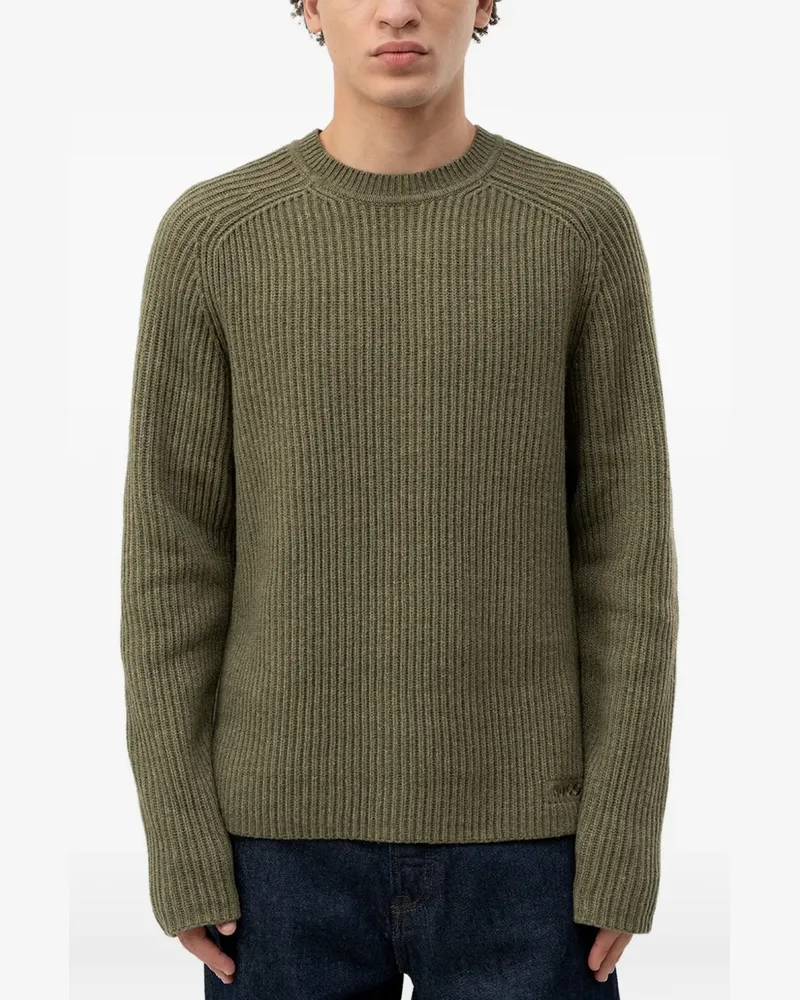 HUGO BOSS ribbed-knit raglan-sleeve sweater - Grün Grün