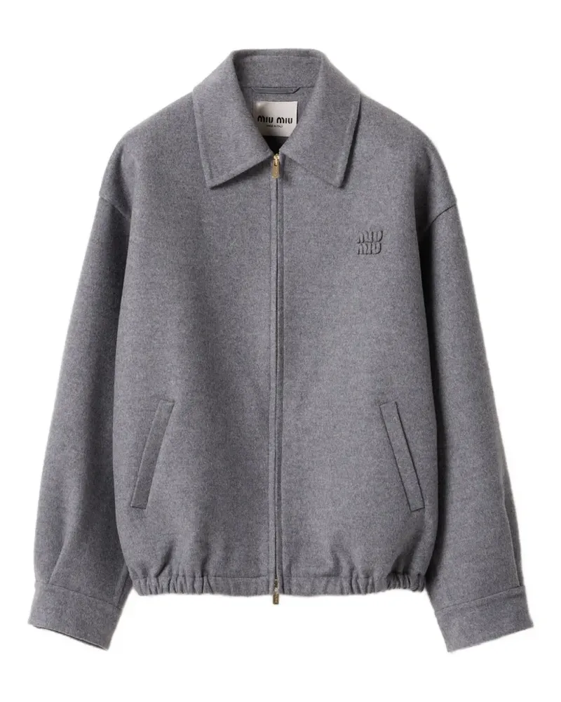 Miu Miu Jacke mit Logo-Stickerei - Grau Grau