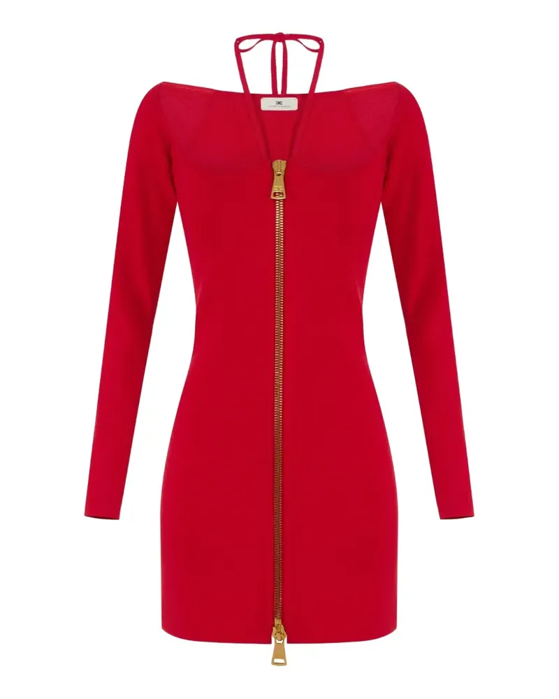 Elisabetta Franchi Minikleid aus Strick mit Quasten - Rot Rot