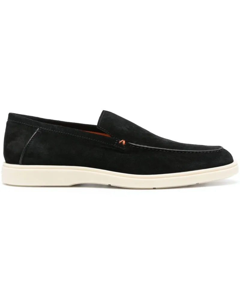 Santoni Loafer aus Wildleder mit Kontrastnaht - Schwarz Schwarz