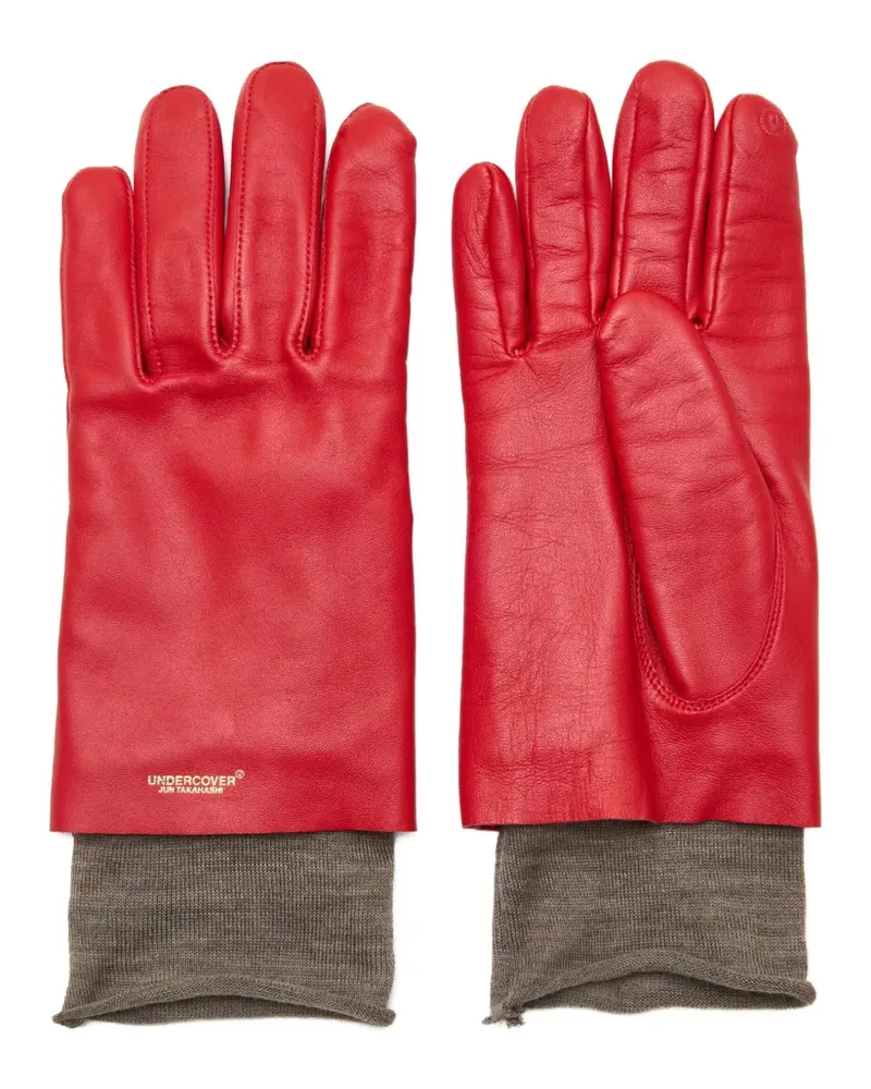 Undercover Handschuhe aus Lammleder im Layering-Look - Rot Rot