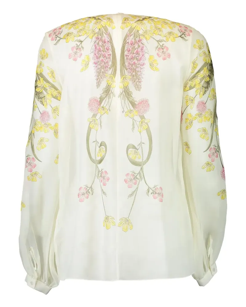 Giambattista Valli Bluse mit Blumen-Print - Weiß Weiß