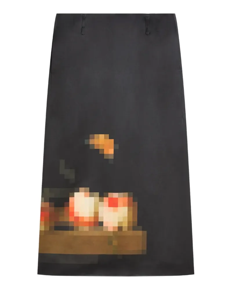 Dries van Noten Langer Rock mit Print - Schwarz Schwarz
