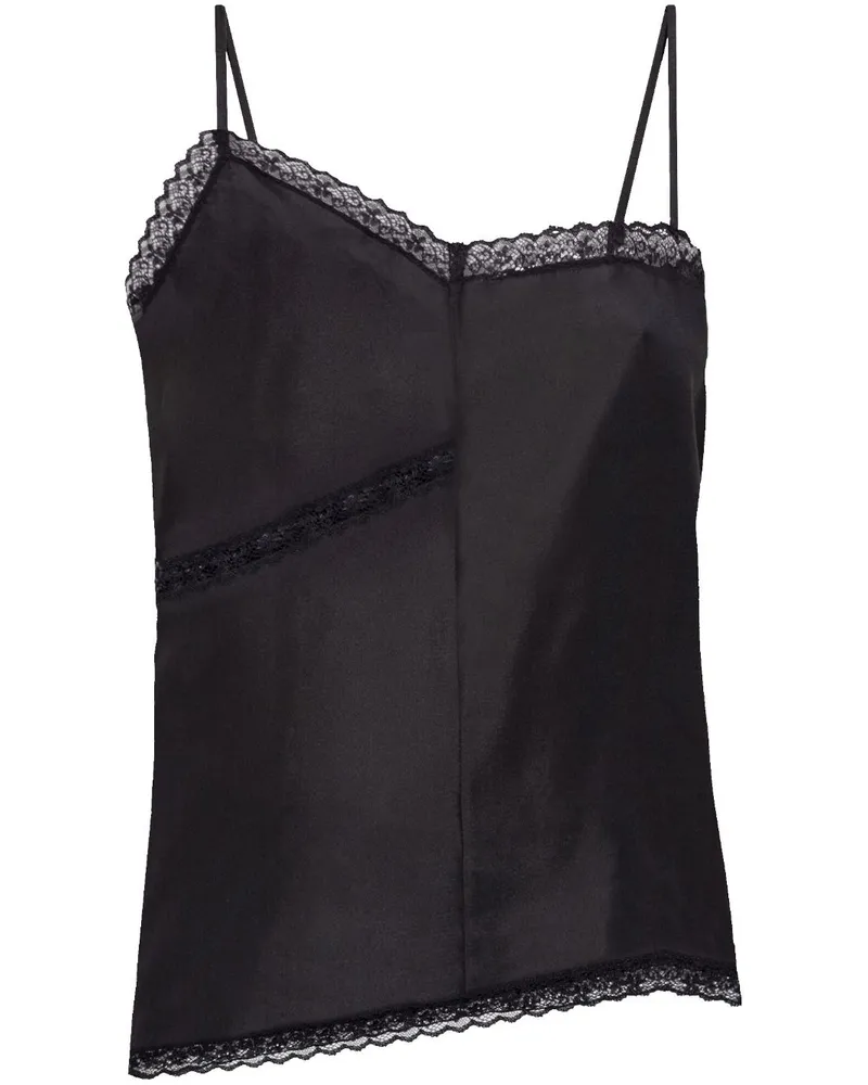 Maison Margiela Top aus Seide mit Spitze - Schwarz Schwarz
