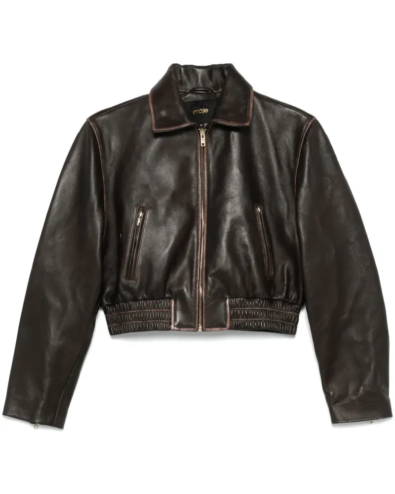 Maje Klassische Lederjacke - Braun Braun