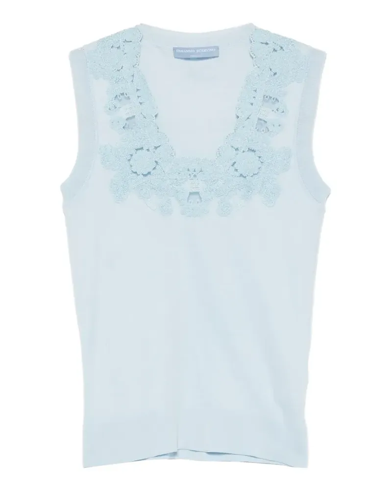 Ermanno Scervino Trägershirt mit Spitzenbesatz - Blau Blau