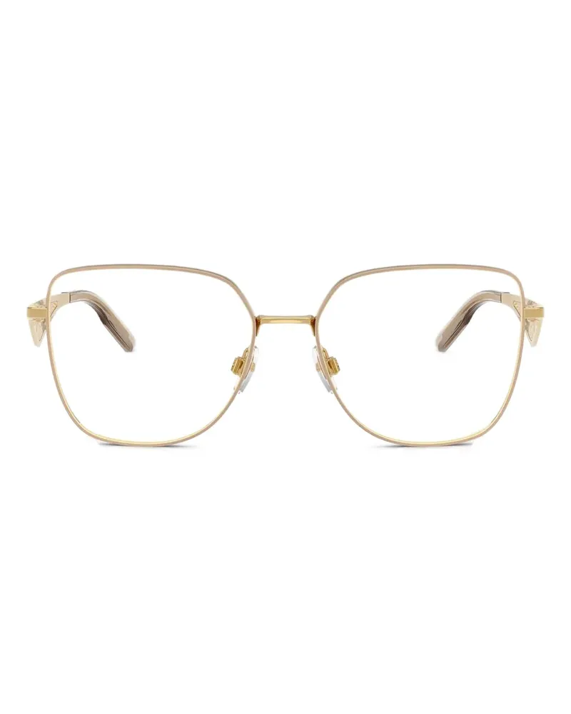 Dolce & Gabbana Geometrische Brille mit Spitzendetail - Gold Gold