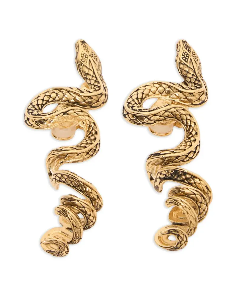 Roberto Cavalli Serpentine gold-tone earrings Gold