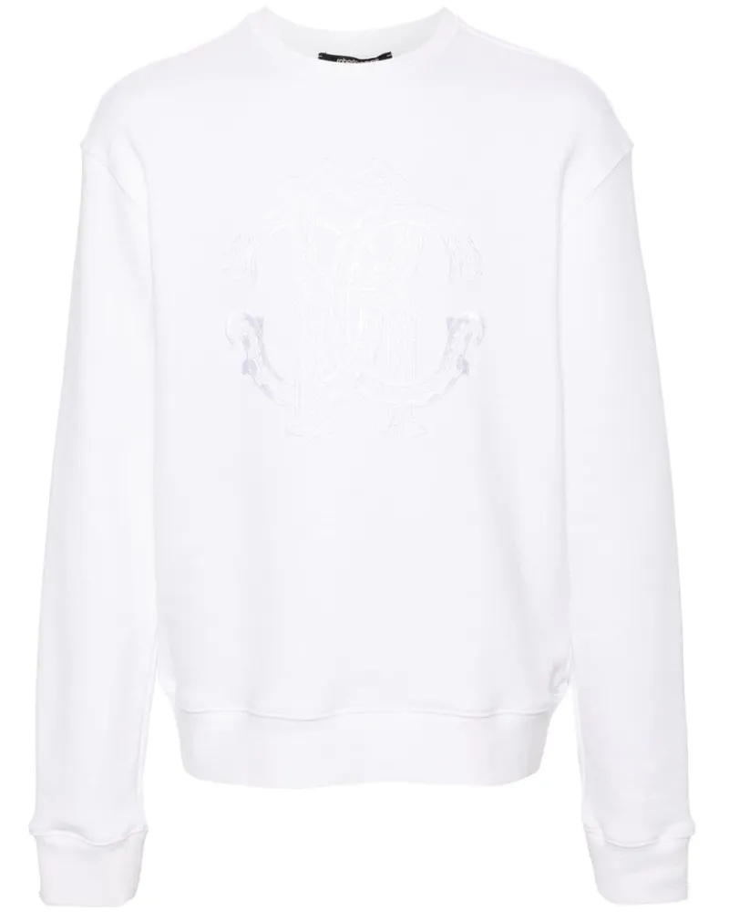 Roberto Cavalli Sweatshirt mit Logo-Stickerei Weiß