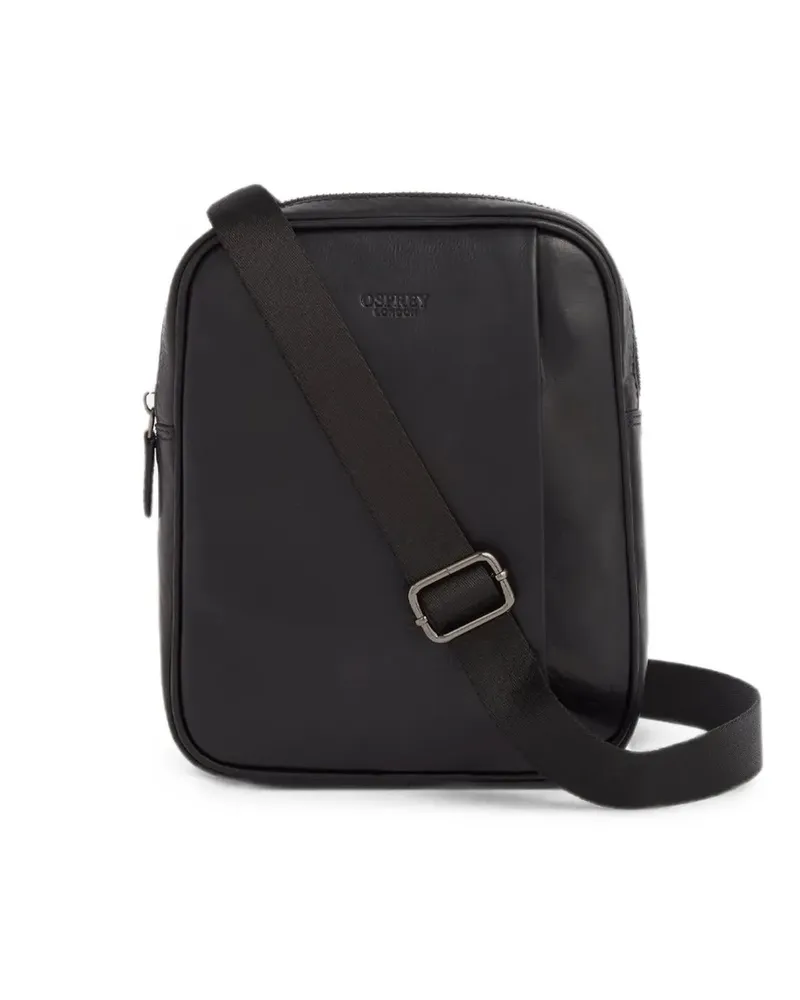 Osprey small Carter logo-debossed leather messenger bag - Schwarz Schwarz