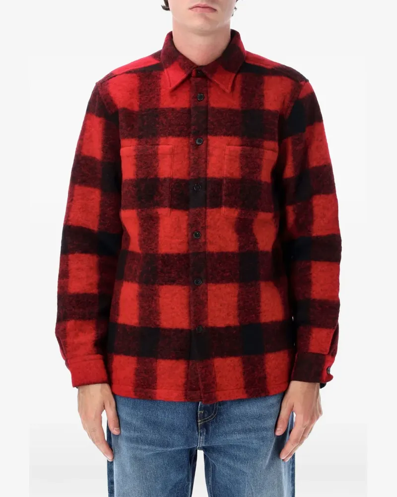 Portuguese Flannel Big Buffalo check flannel overshirt - Rot Rot