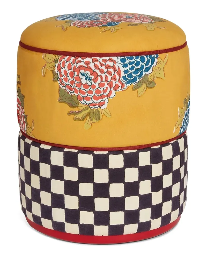 Lisa Corti Gemusterter Ottoman Corolla Hocker - Gelb Gelb