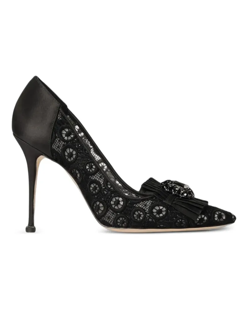 Manolo Blahnik Danceny lace-embellished heeled pumps - Schwarz Schwarz