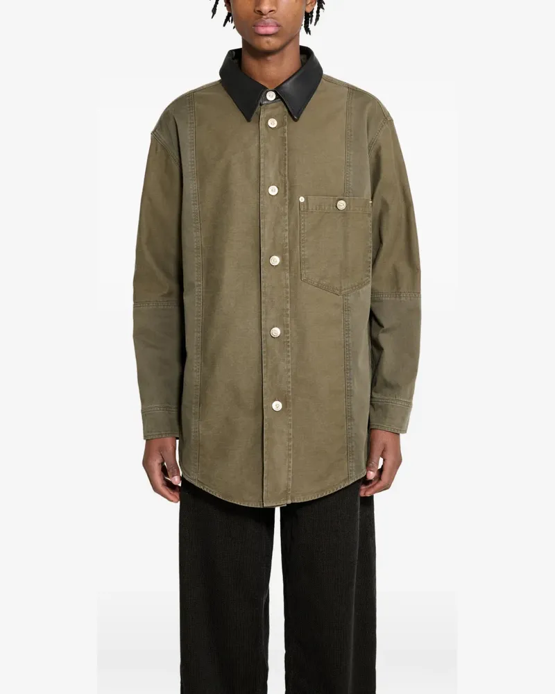 Wales Bonner Brixton leather-collar jacket - Grün Grün