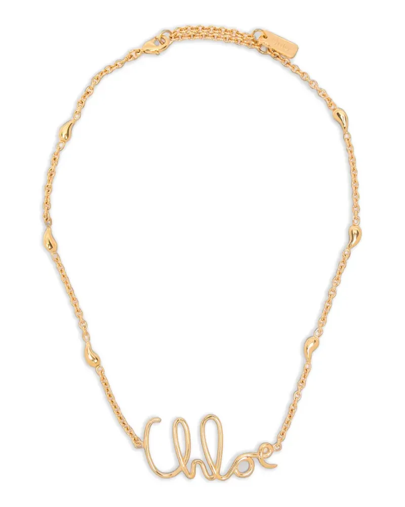 Chloé logo-plaque chain necklace - Gold Gold