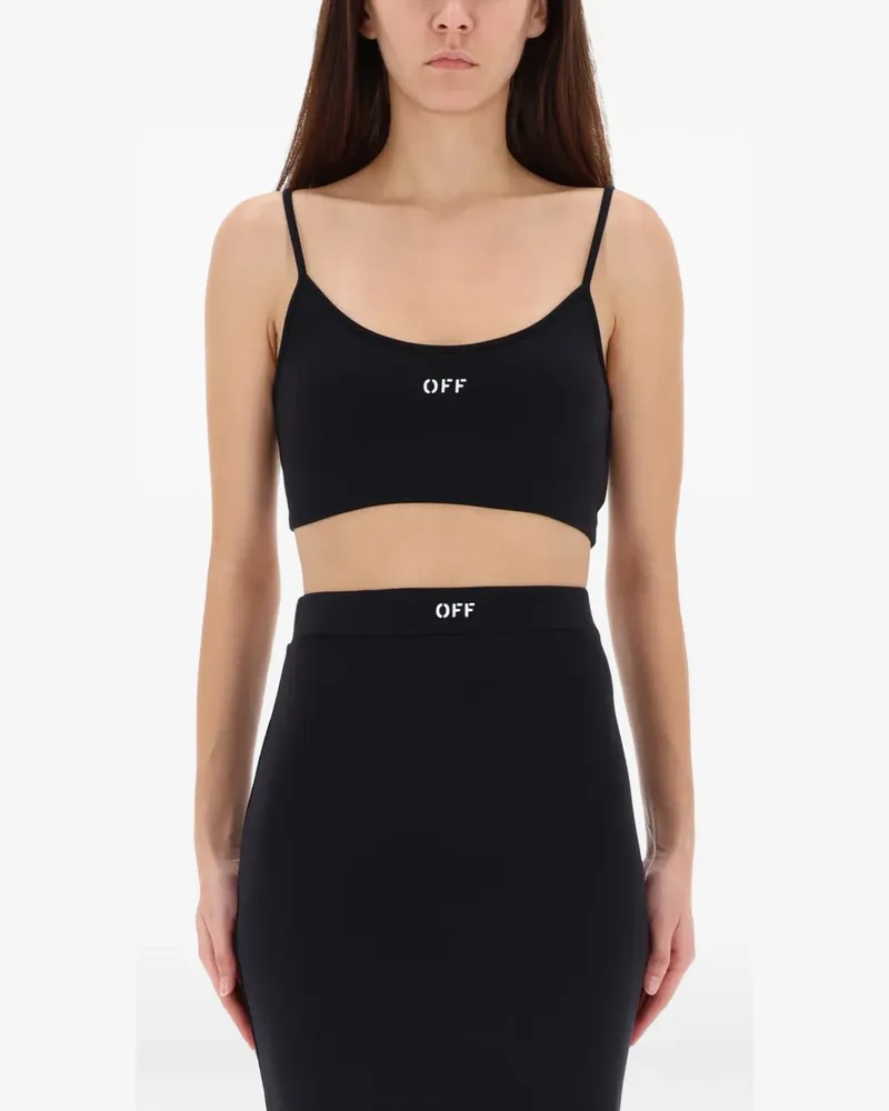 OFF-WHITE Cropped-Top mit Spaghettiträgern - Schwarz Schwarz