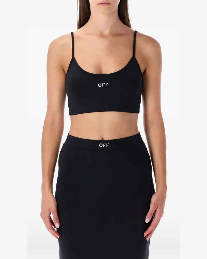 OFF-WHITE Cropped-Top mit Spaghettiträgern - Schwarz Schwarz