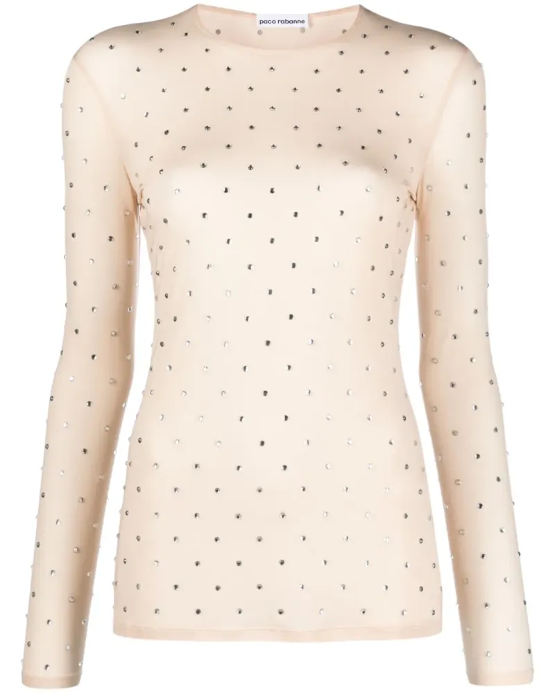 Paco Rabanne Bluse mit Kristallen - Nude Nude