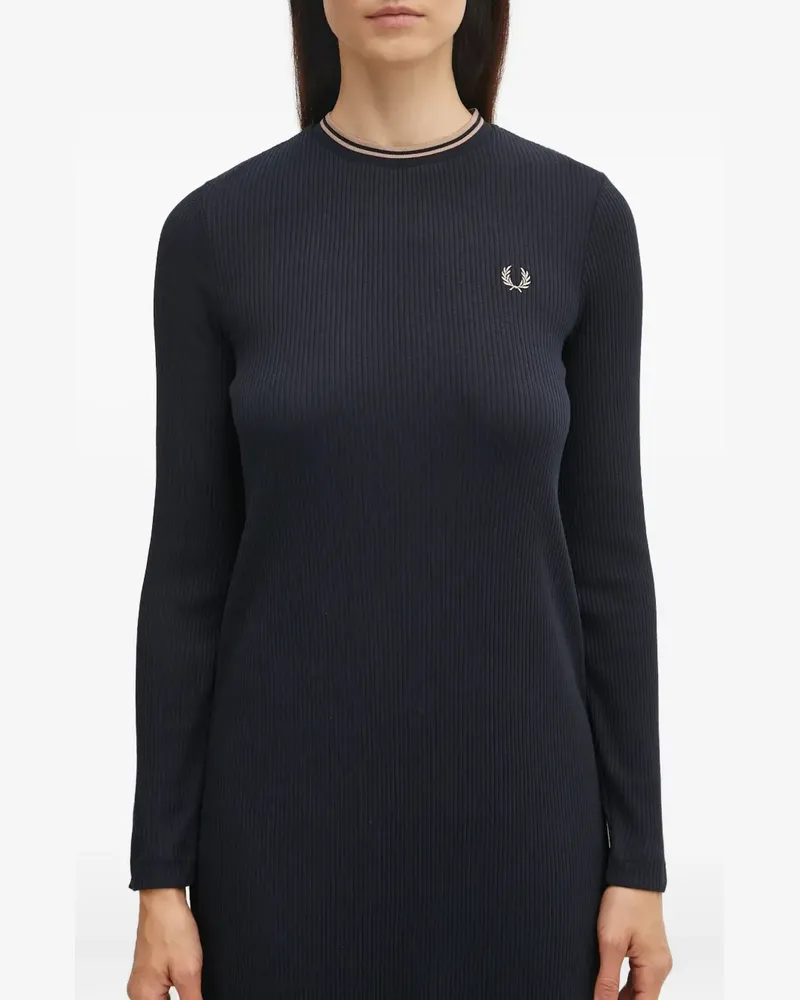 Fred Perry logo-embroidered ribbed-knit midi dress - Schwarz Schwarz