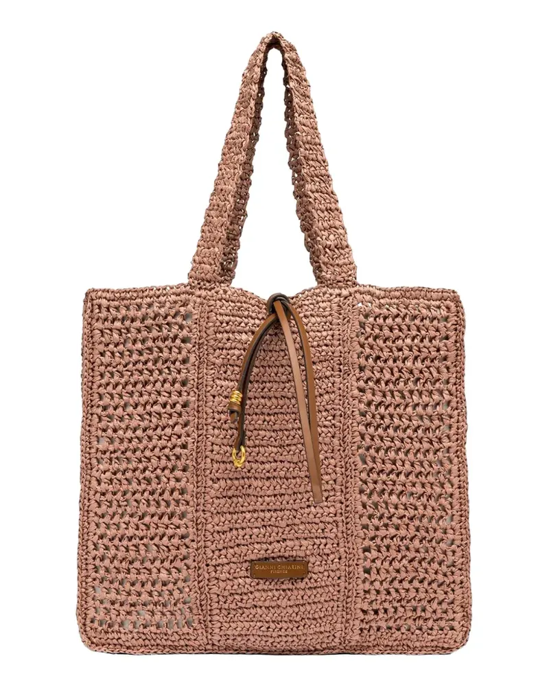Gianni Chiarini Nefeli crochet shopper bag - Nude Nude