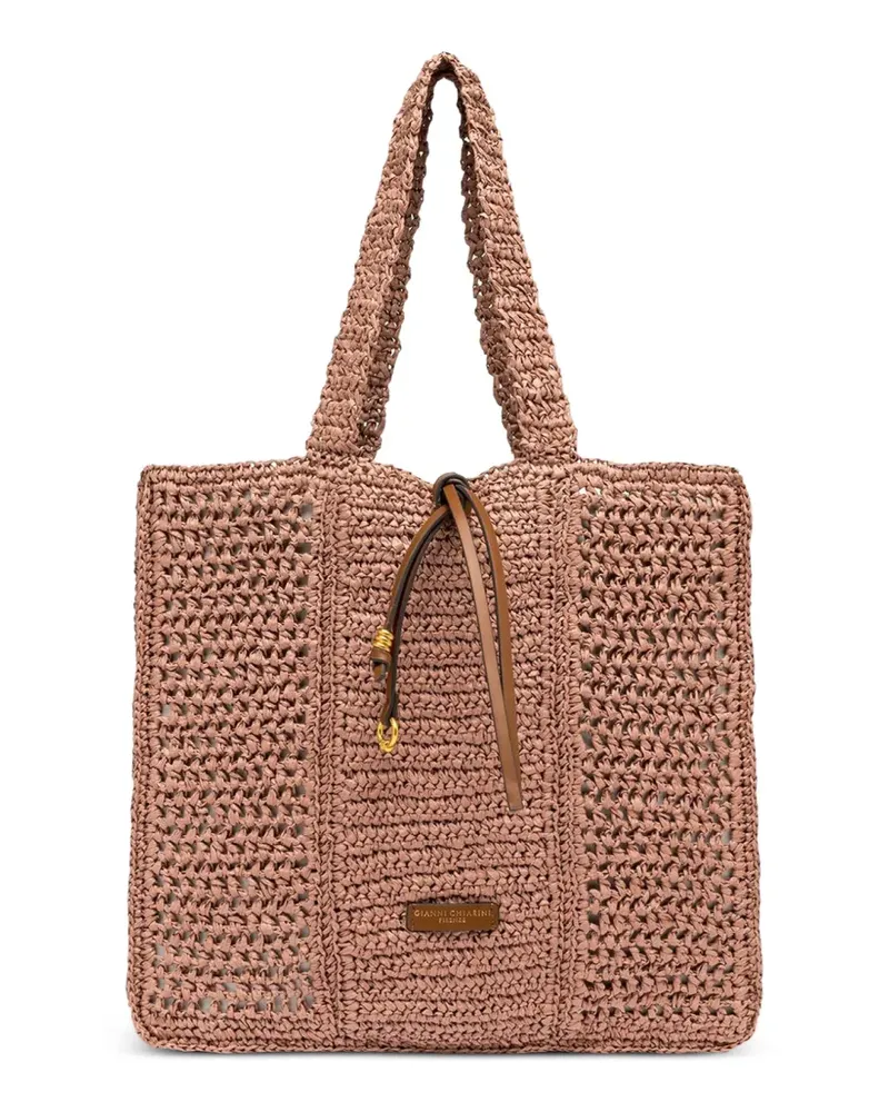 Gianni Chiarini Nefeli crochet shopper bag - Nude Nude