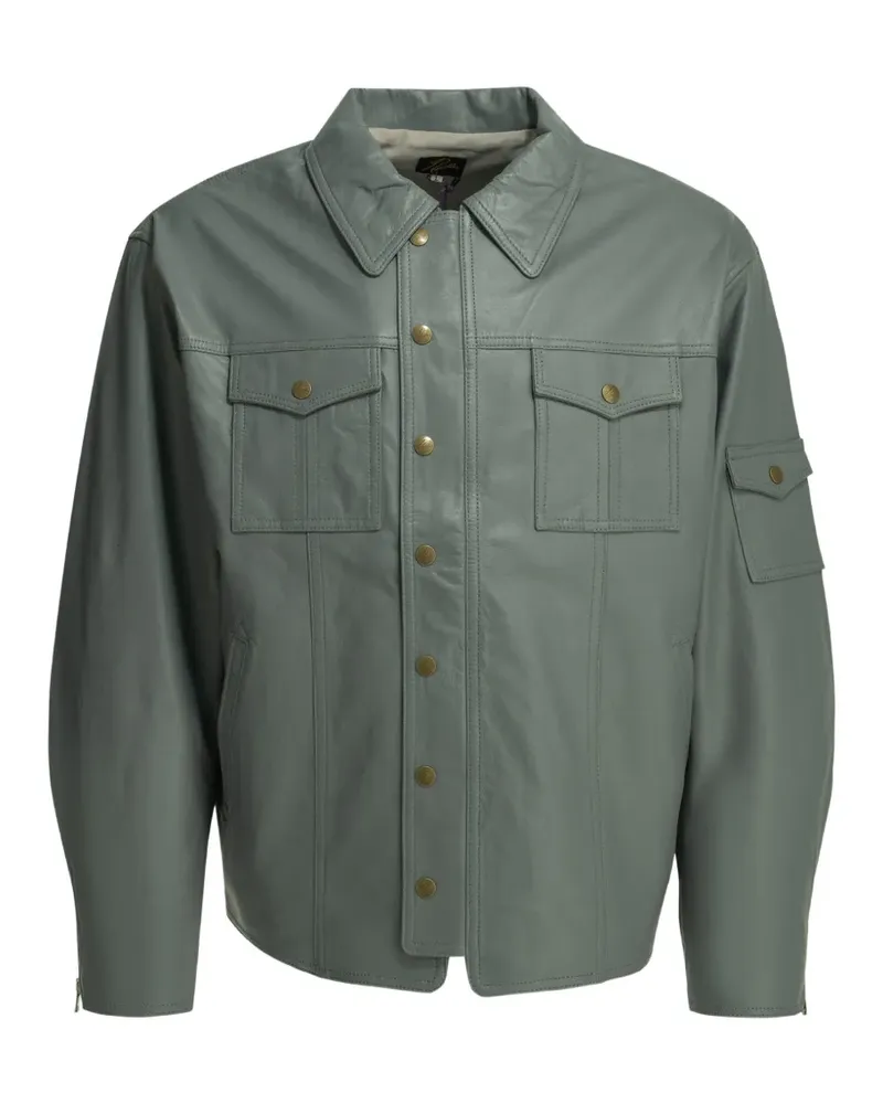 NEEDLES multi-pocket leather jacket - Grün Grün