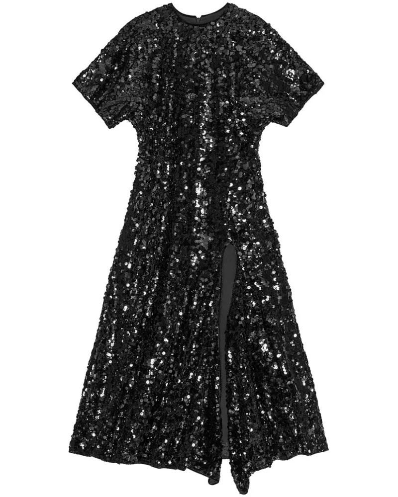 Ganni Samtkleid mit Pailletten - Schwarz Schwarz